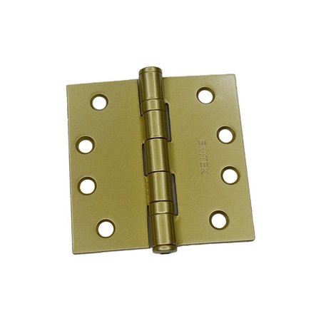 EMTEK Pair of 4 in x 4 in Square Steel Heavy Duty Ball Bearing Hinges Satin Brass Finish 94014US4